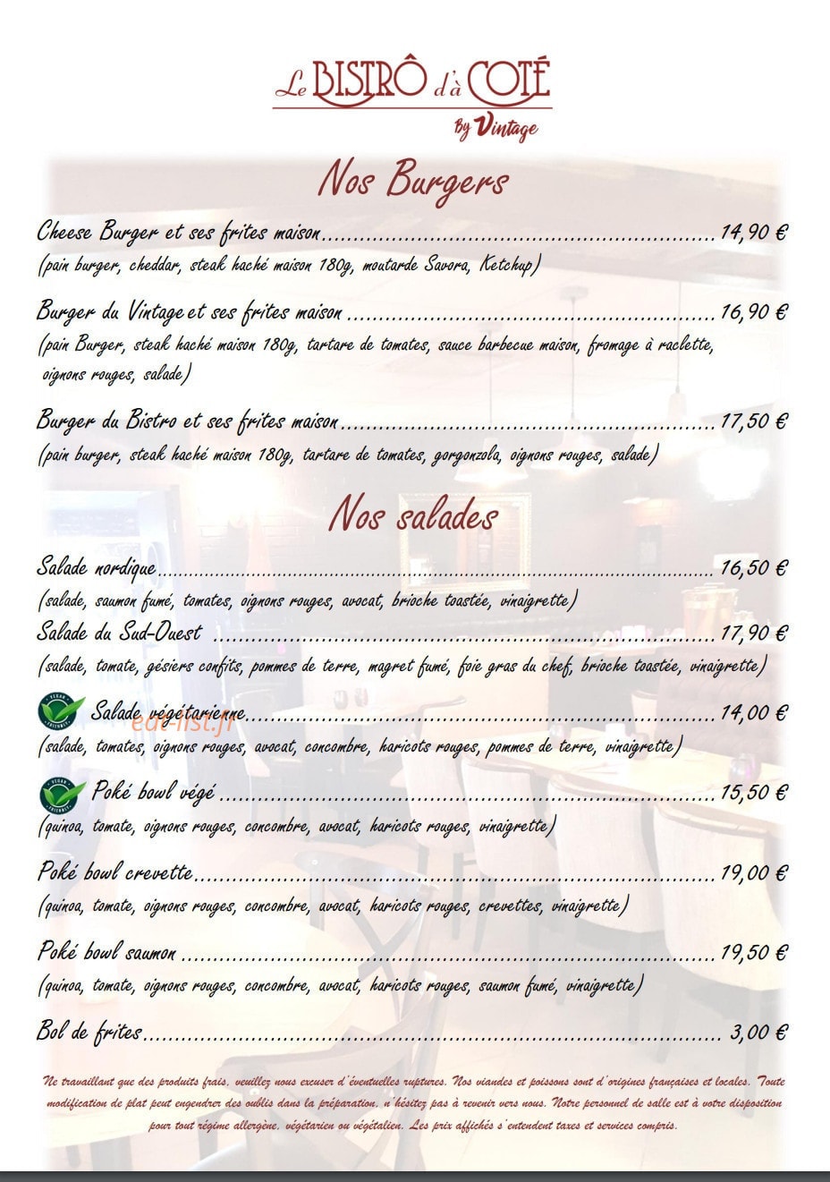 Le bistrot d'à côté — carte page 3