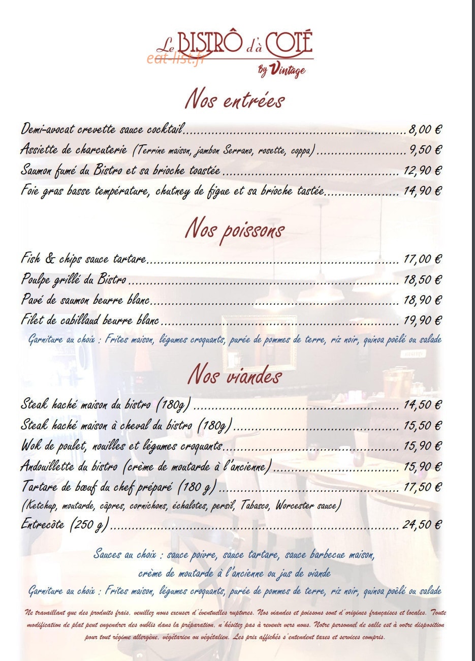 Le bistrot d'à côté — carte page 2