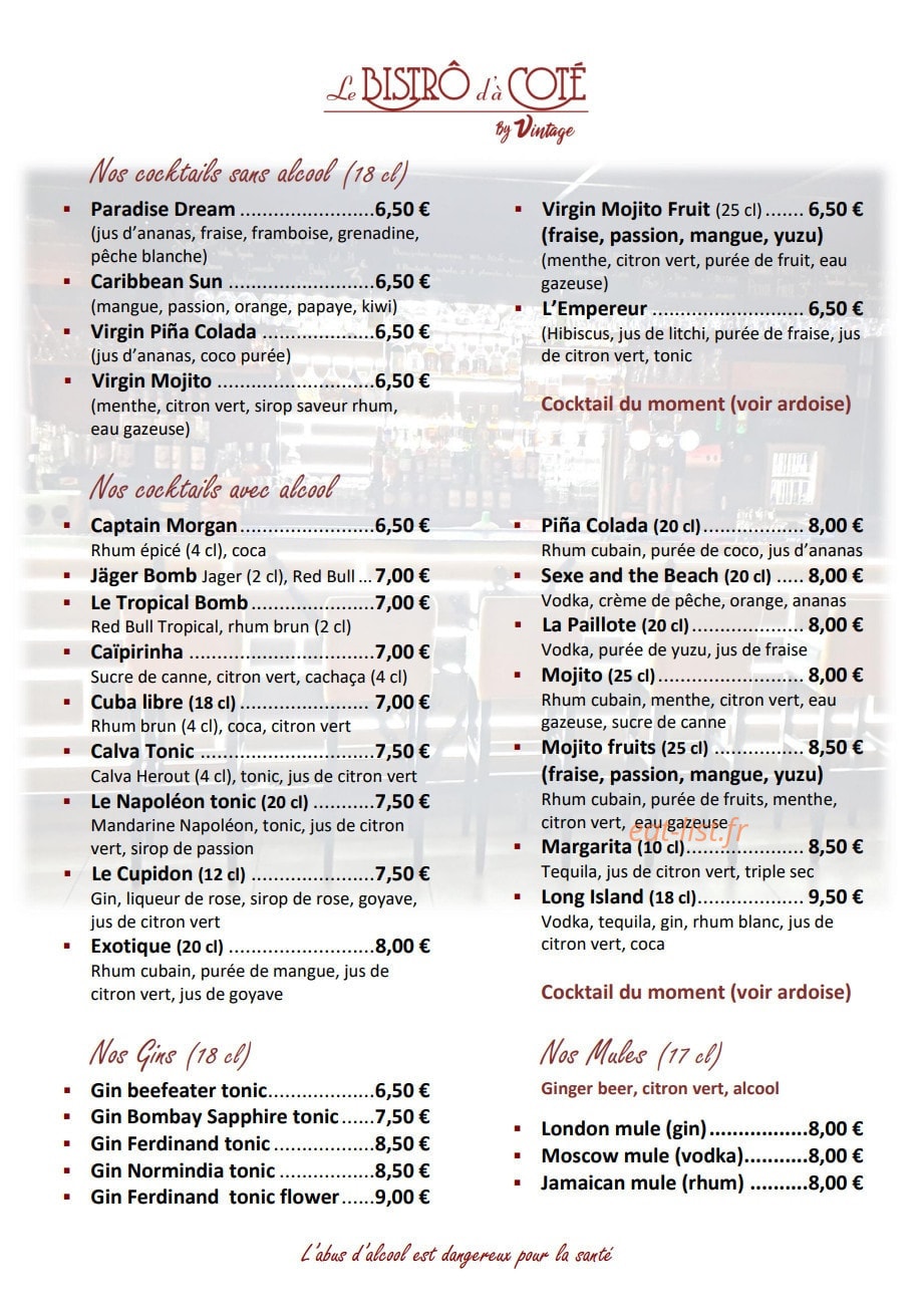 Le bistrot d'à côté — carte page 6