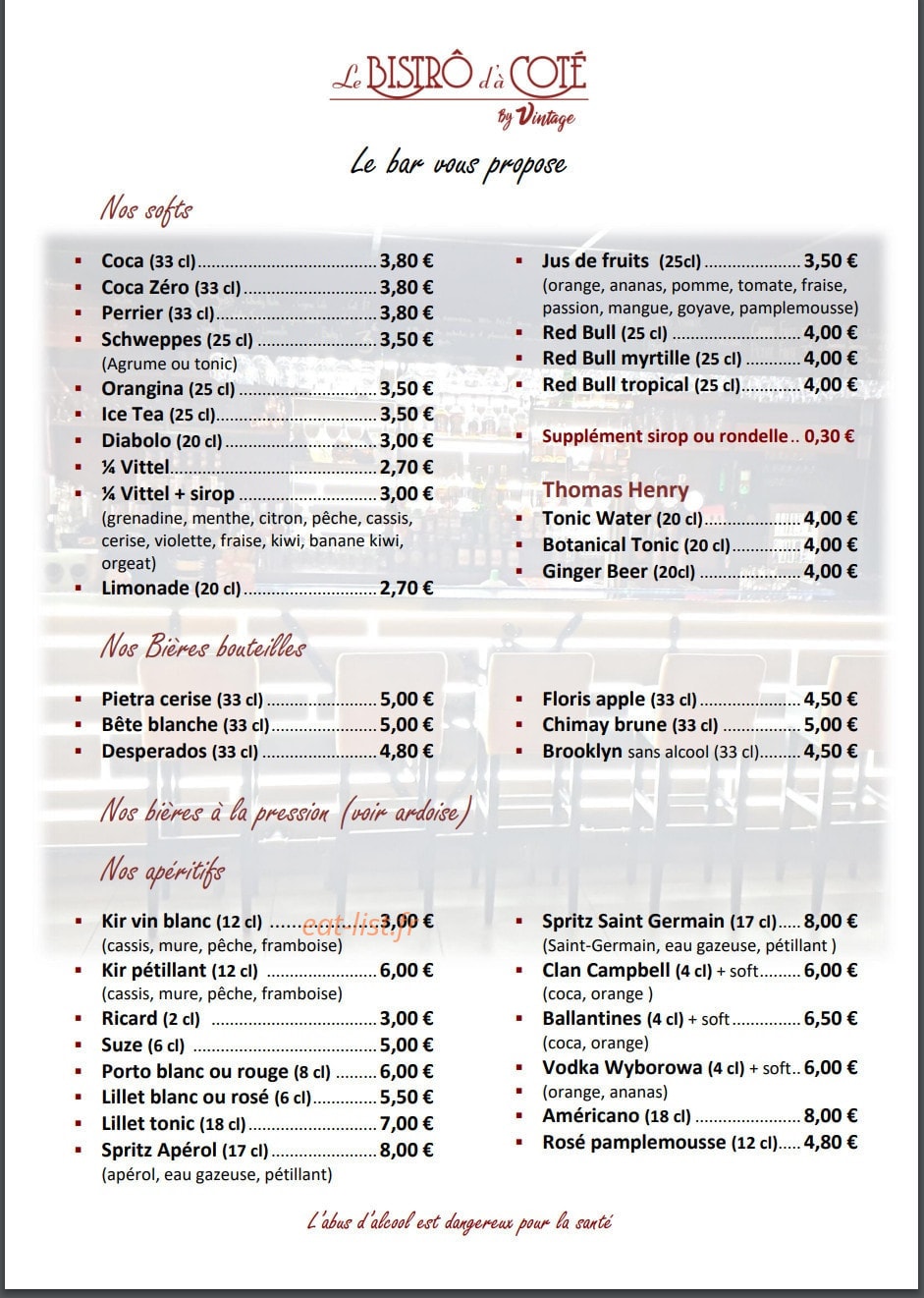 Le bistrot d'à côté — carte page 7