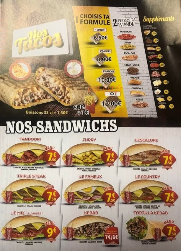 Royal Tacos kébab — carte page 3