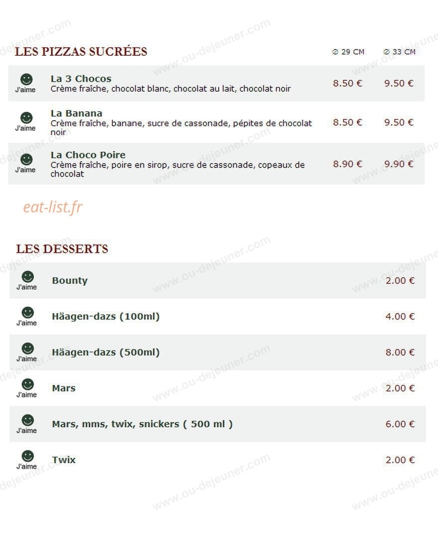 Le Kiosque à Pizzas — carte page 4