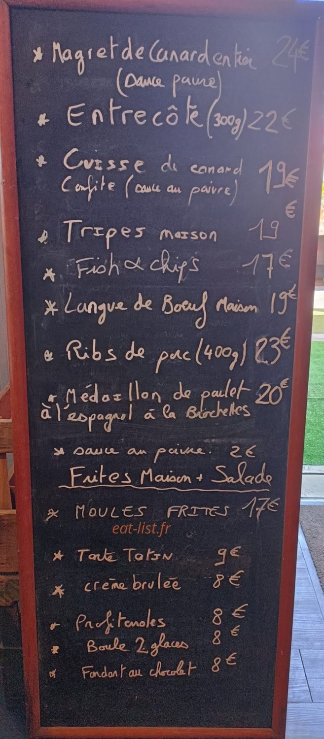 Le Bistro X — carte page 1