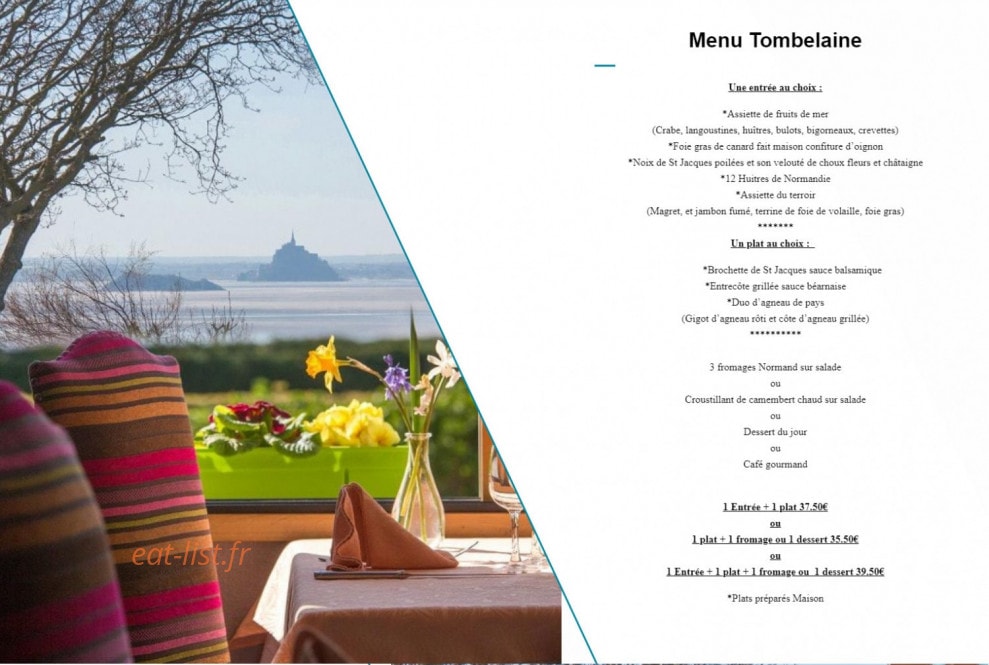 Carte et menu de Au Marquis de Tombelaine à Champeaux — Le menu tombelaine