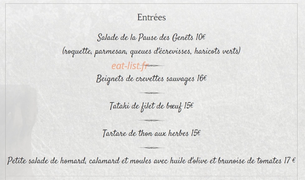 La Pause des Genets — carte page 1