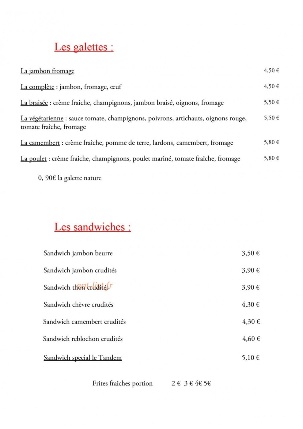 Le Tandem de la plage — carte page 2