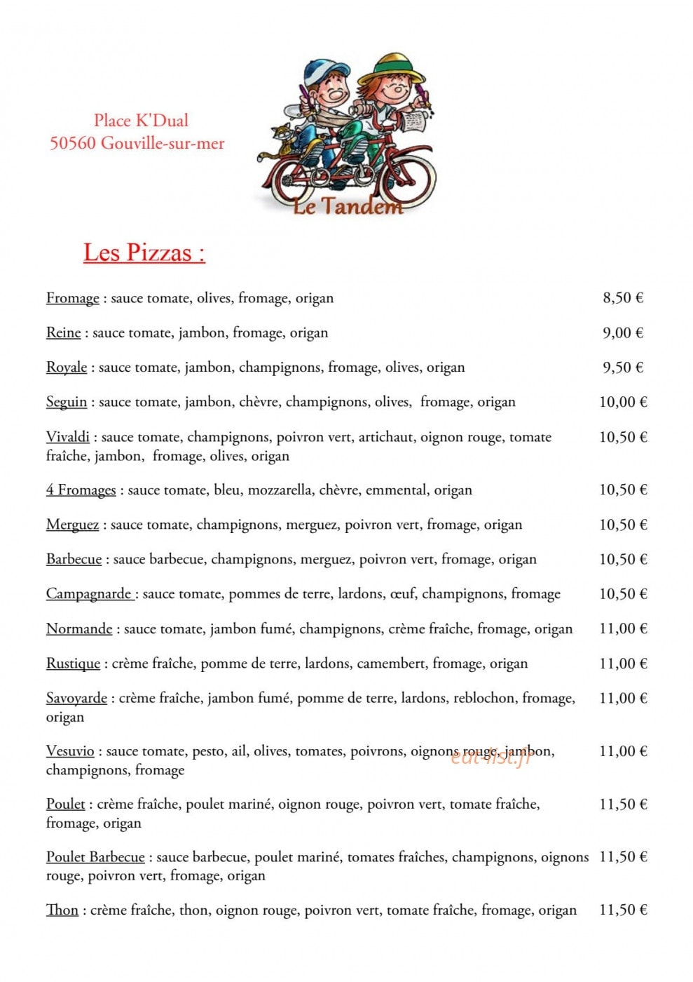 Le Tandem de la plage — carte page 1