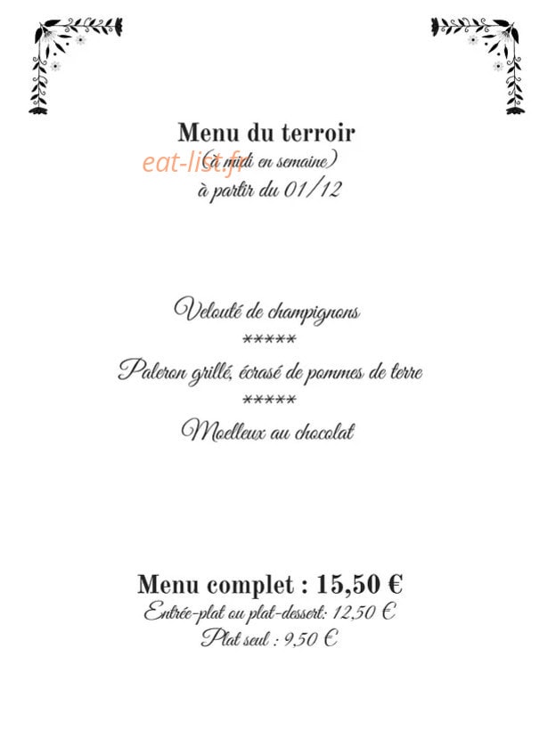 Auberge des Tisserands — carte page 1