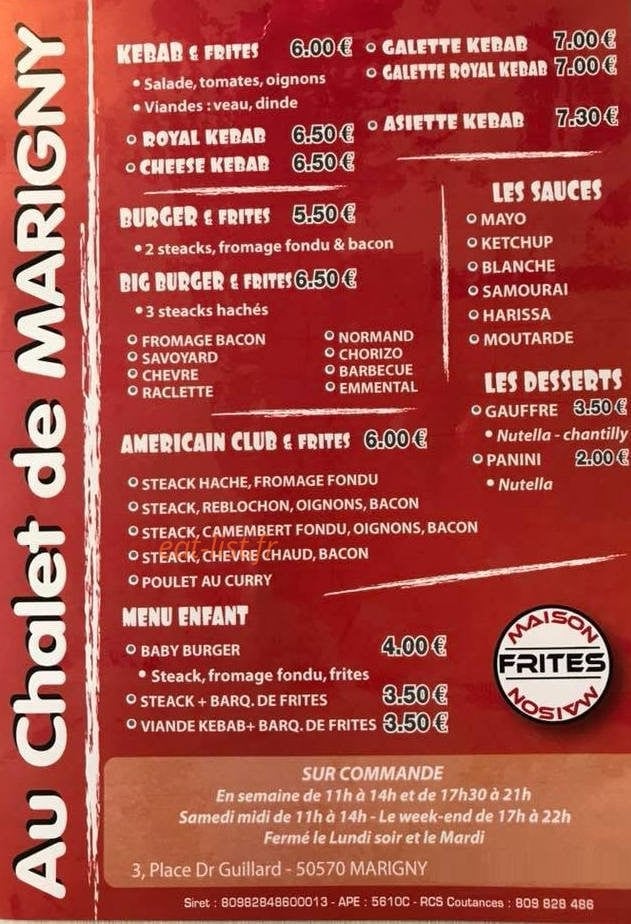 Au chalet de marigny — carte page 2