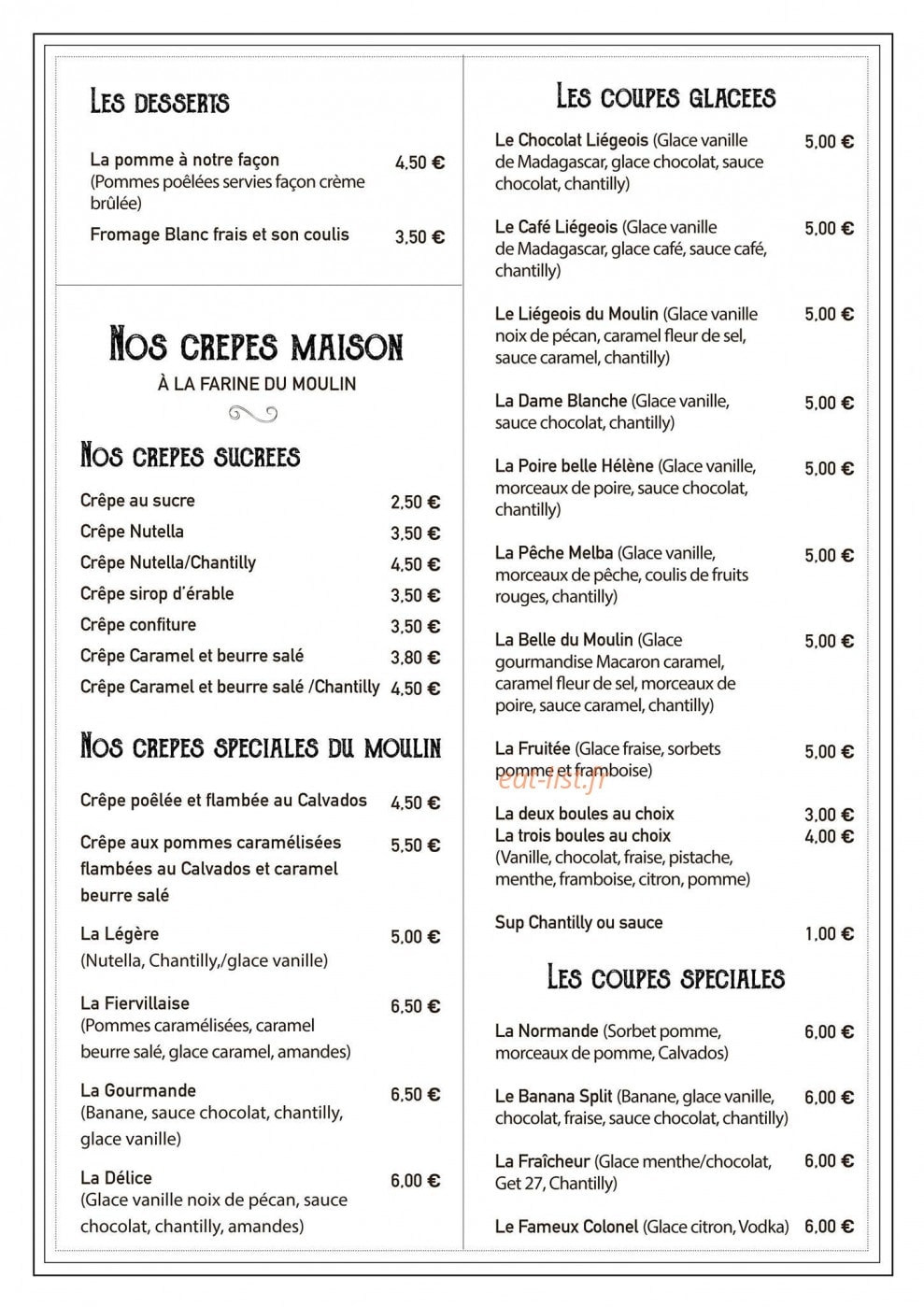 Les Cuisines du Moulin — carte page 3