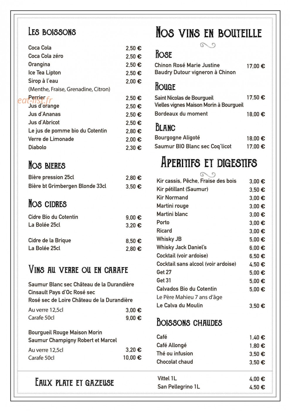 Les Cuisines du Moulin — carte page 4