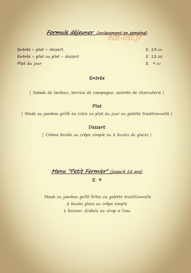 La Ferme Des Mielles — carte page 1