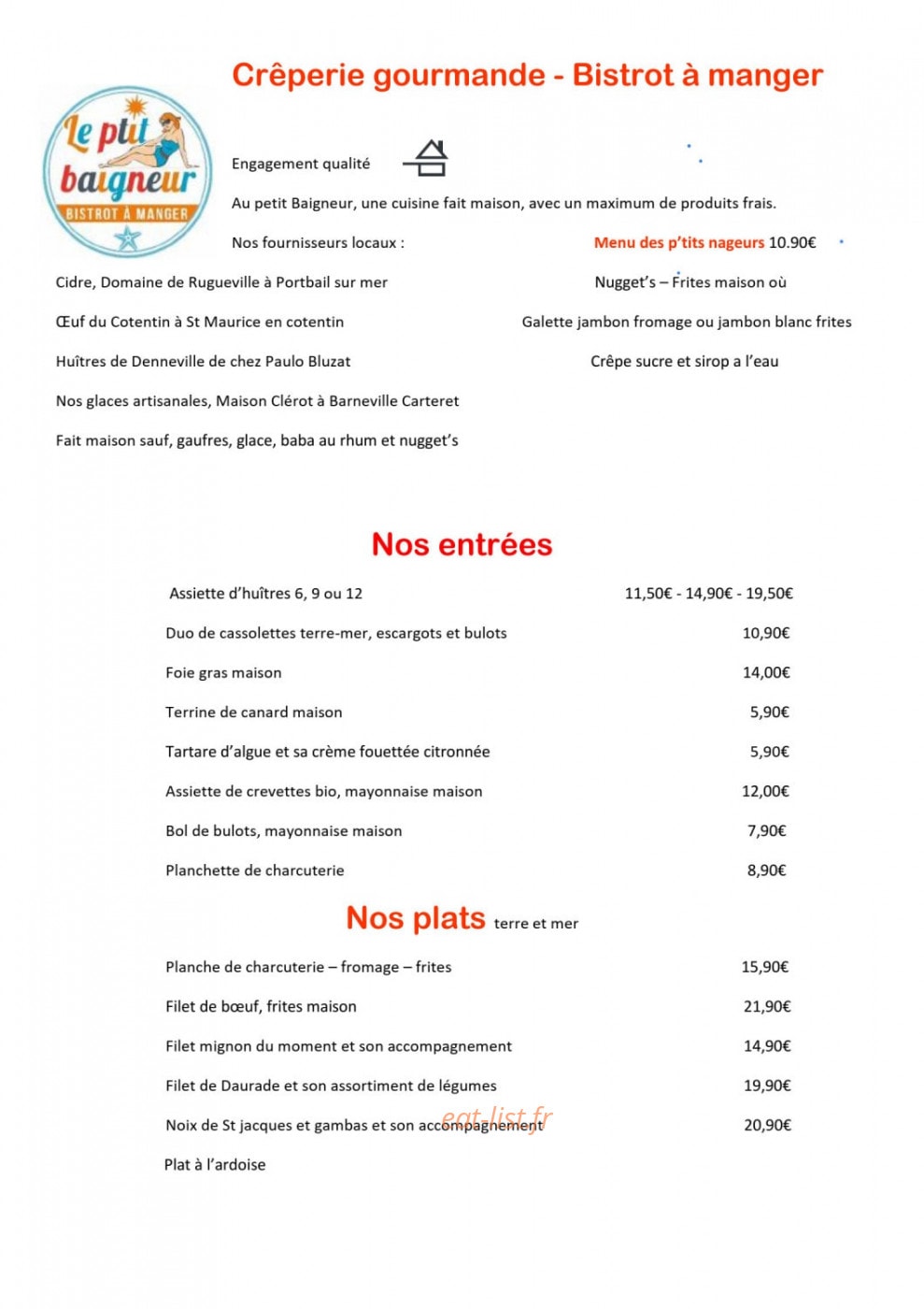 Le Petit Baigneur — carte page 1