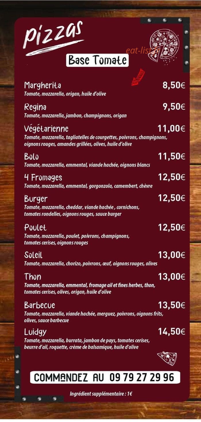 Carte et menu de Familia Mia à Hauteville sur Mer — Les pizzas base tomate