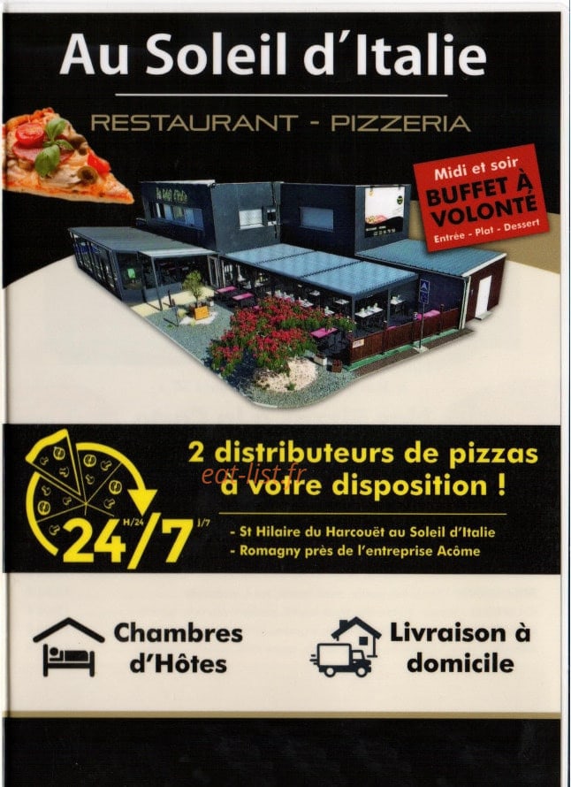 Carte et menu Au Soleil d'Italie Saint-Hilaire-du-Harcouët