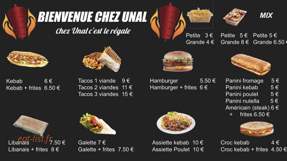 Chez Unal — carte page 1