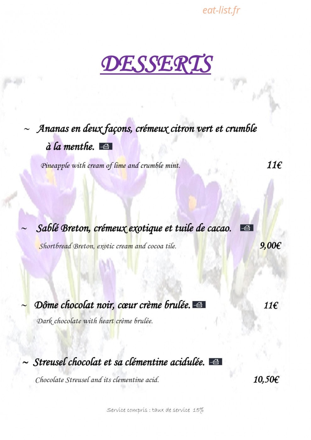 Le Lion d'Or — carte page 3