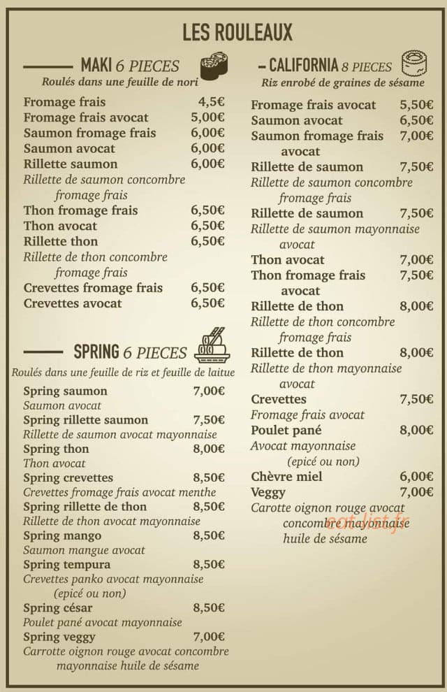 Sushidéal — carte page 4