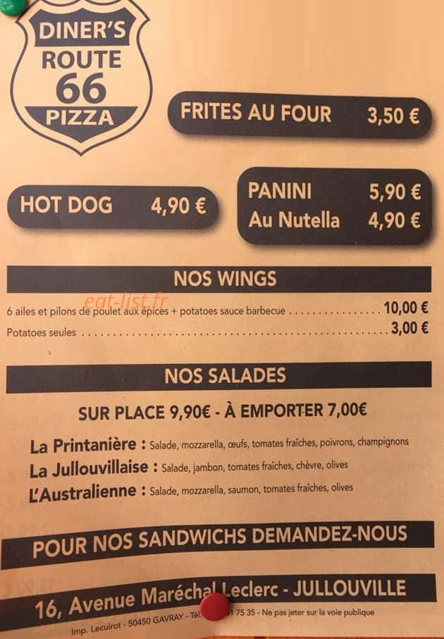 Pizzeria route 66 — carte page 2