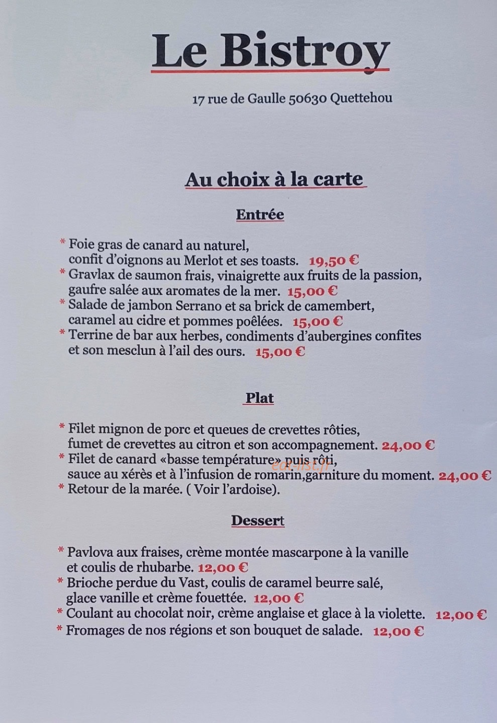 Le Bistroy — carte page 2