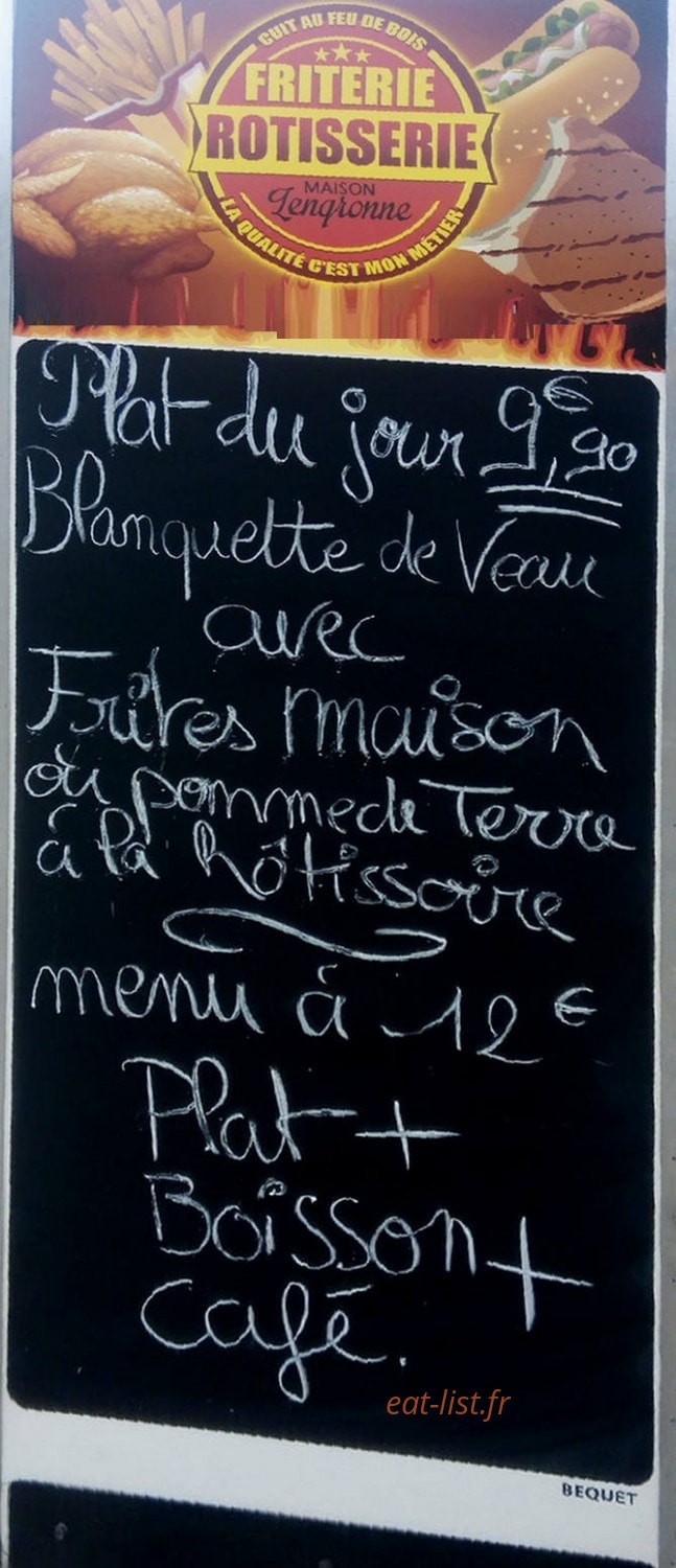 Carte et menu de Friterie Rôtisserie Maison Lengronne à Lingreville — Un exemple de menu