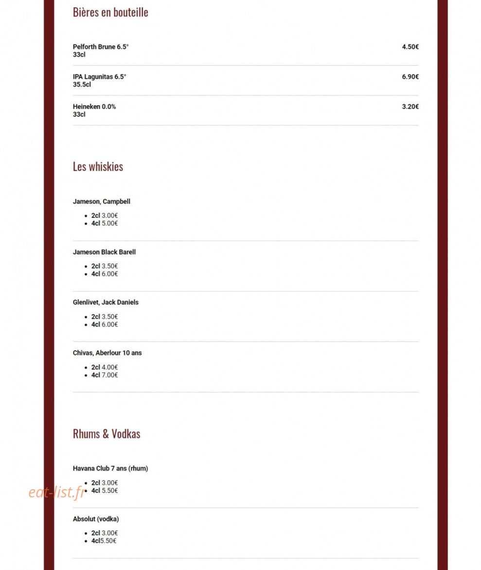 Pub de l'Abbaye — carte page 4