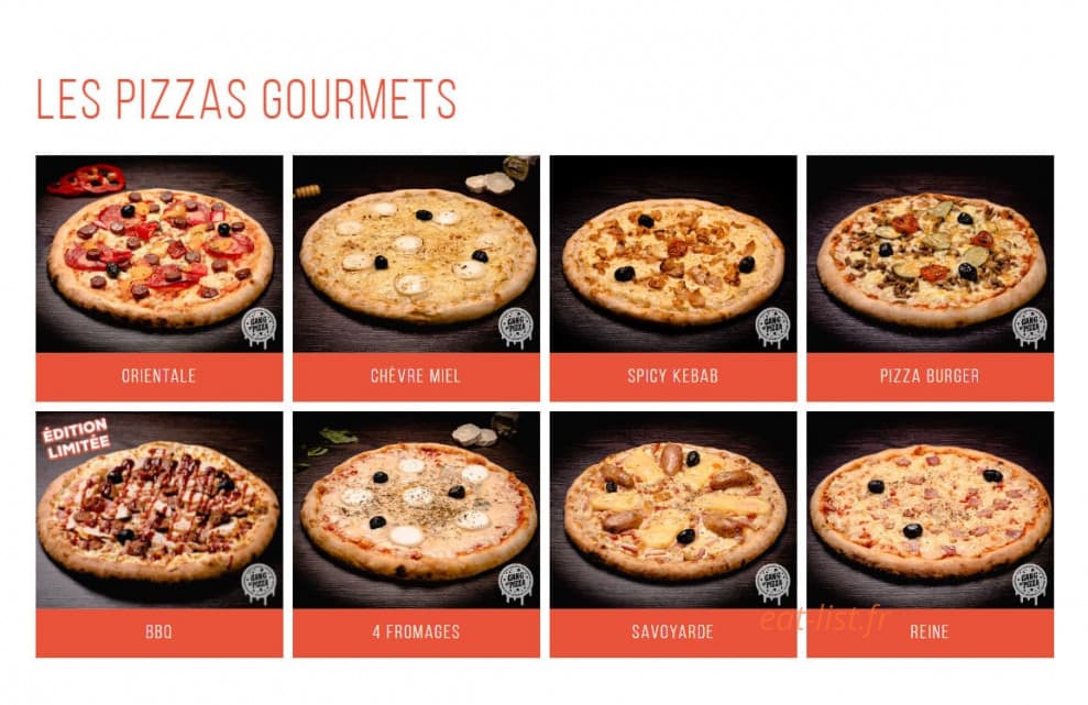 Carte et menu de Gang Of Pizza à Moon sur Elle — Les pizzas