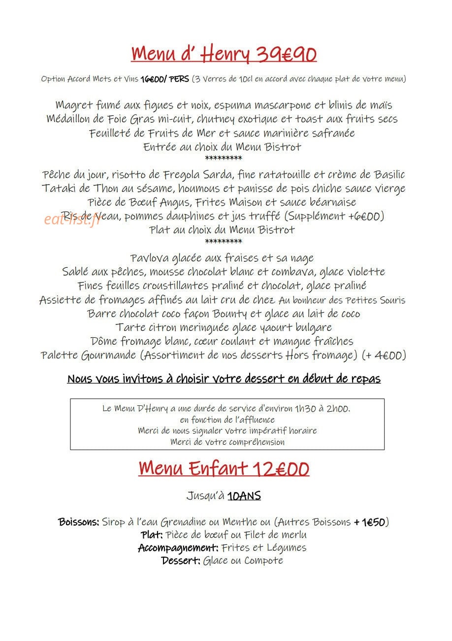 La Table D'Henry — carte page 3