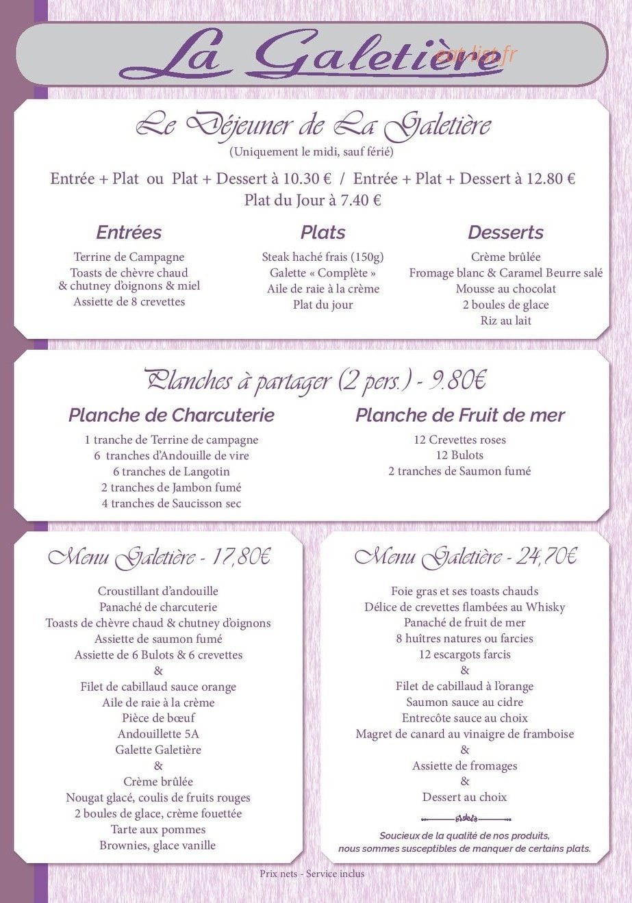 La galetiere — carte page 1