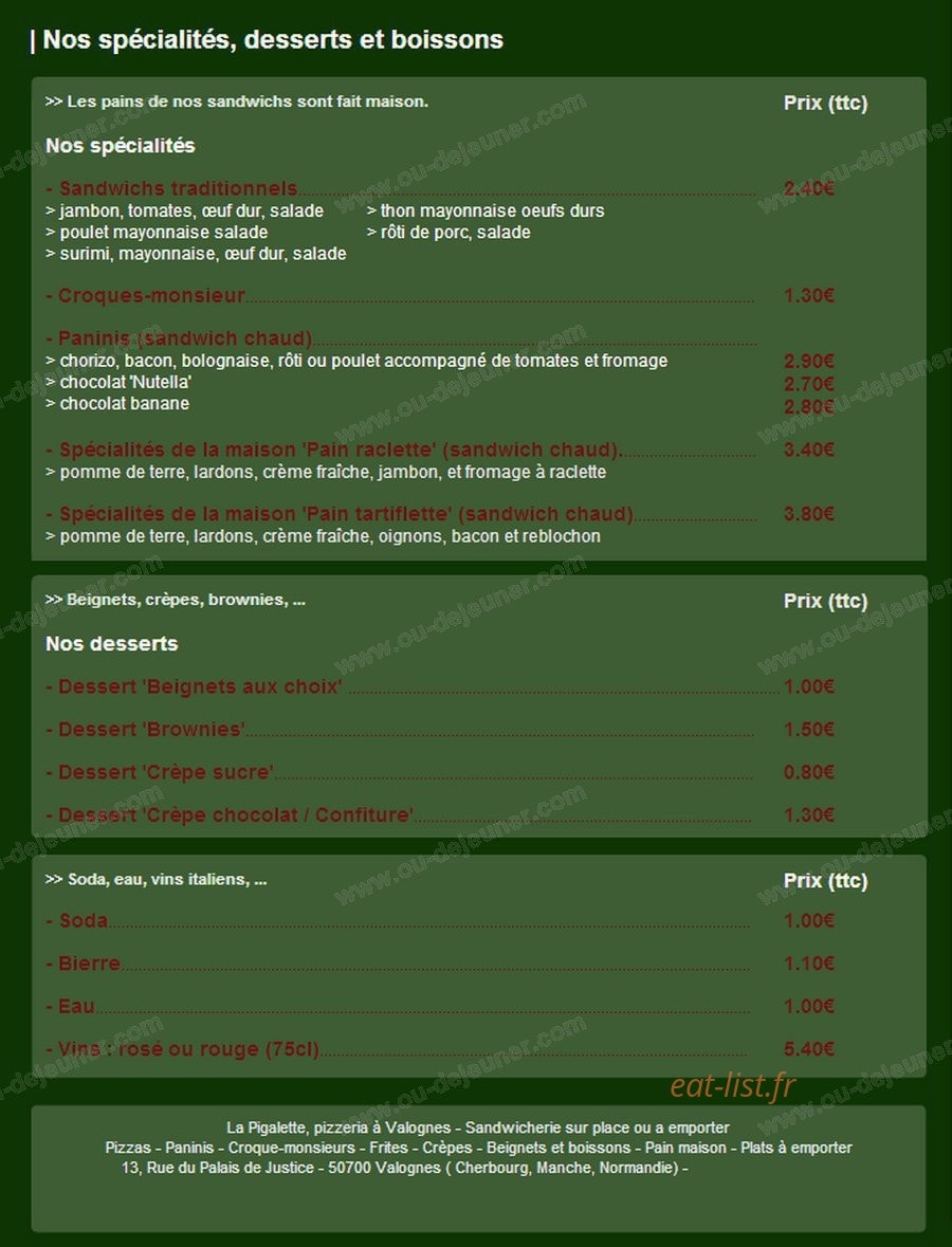 La Pigalette — carte page 2