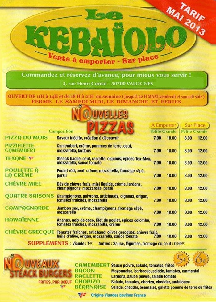 Le Kebaiolo — carte page 2