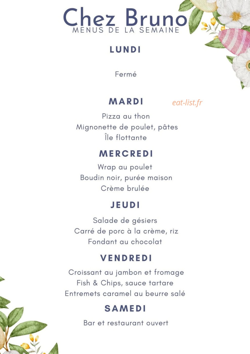 Chez Bruno — carte page 1