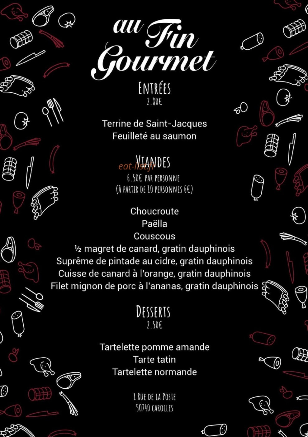 Au Fin Gourmet — carte page 1