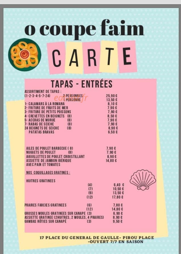 Au O'coupe Faim — carte page 1