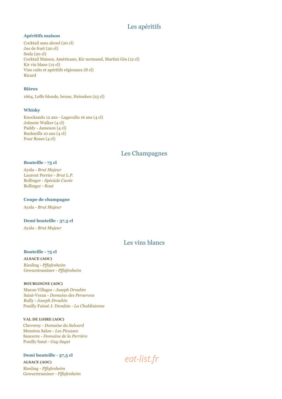 Restaurant de la Mer — carte page 3