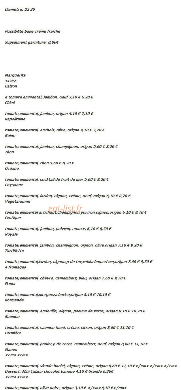 L'appel à pizza — carte page 1