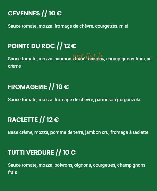 Toto Pizza — carte page 2