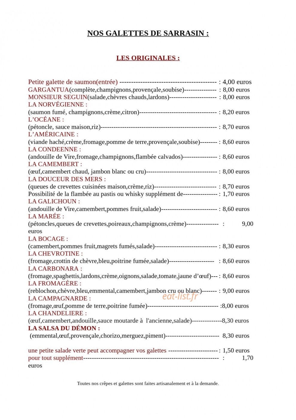 La Crêp'uscule — carte page 1