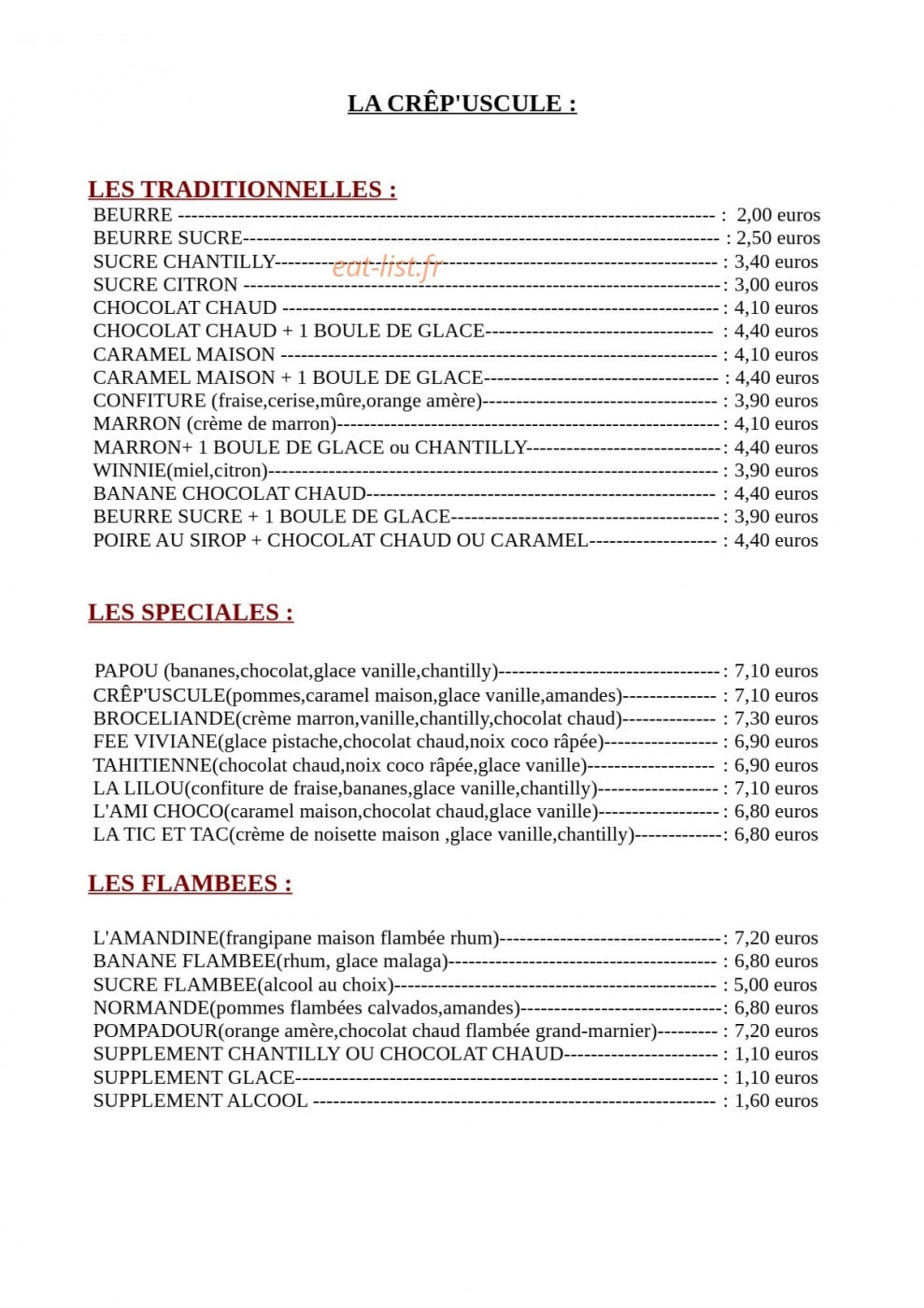 La Crêp'uscule — carte page 4