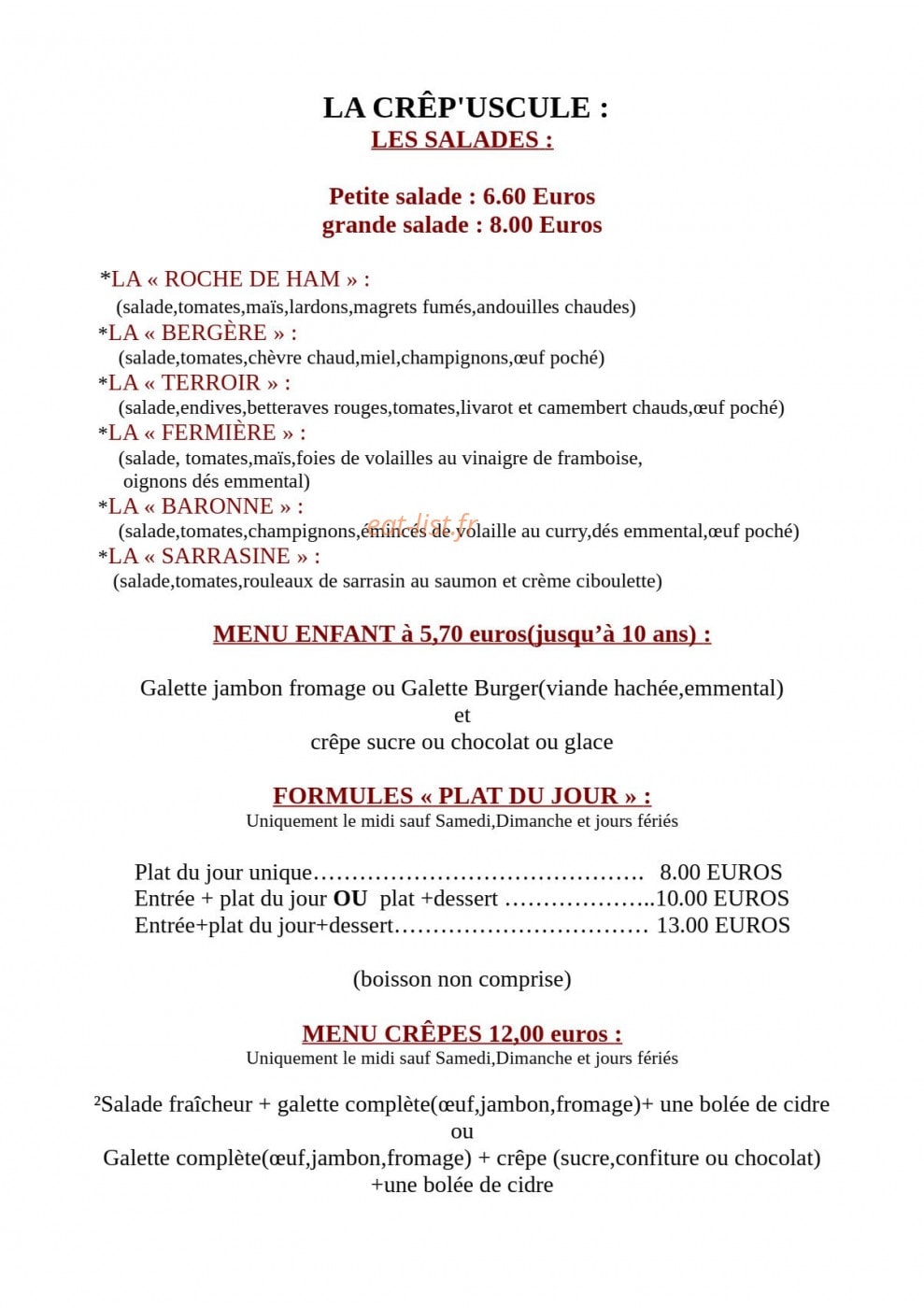 La Crêp'uscule — carte page 3
