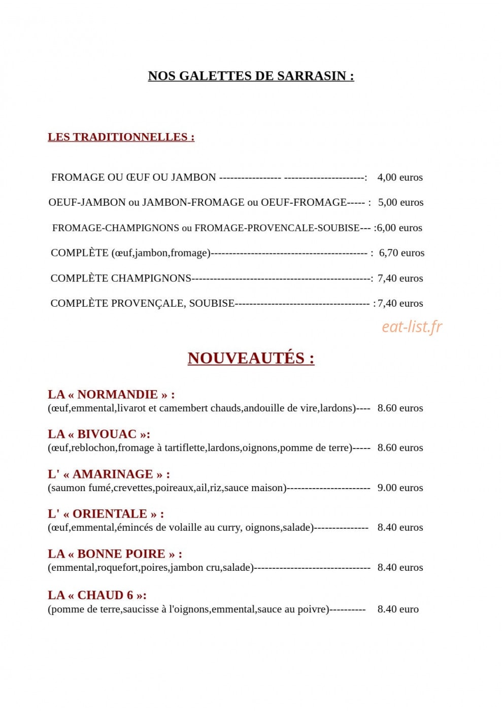 La Crêp'uscule — carte page 2