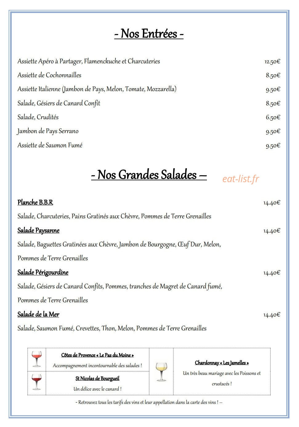 Bfb Grill — carte page 1