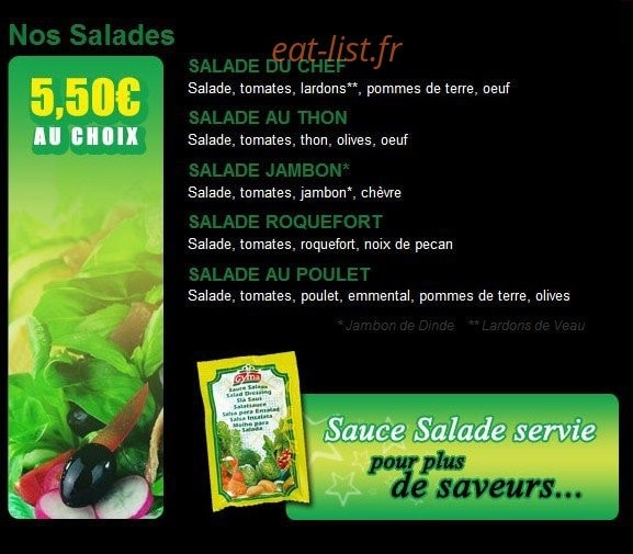 Carte et menu de Family Pizza à Chalons en Champagne — Les Salades