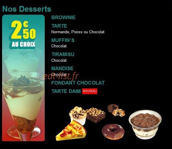 Carte et menu de Family Pizza à Chalons en Champagne — Les Desserts