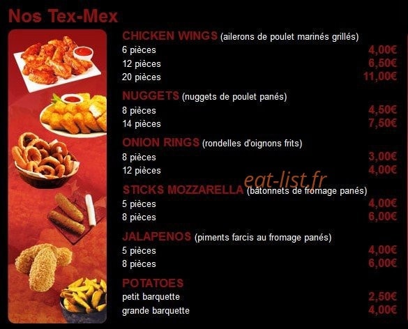 Carte et menu de Family Pizza à Chalons en Champagne — Les Tex Mex