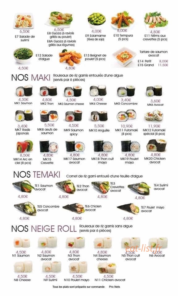 Hoki Sushi — carte page 8