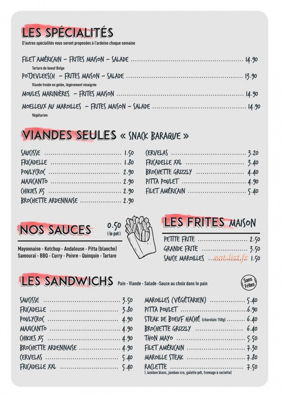 L’baraque à frite — carte page 2