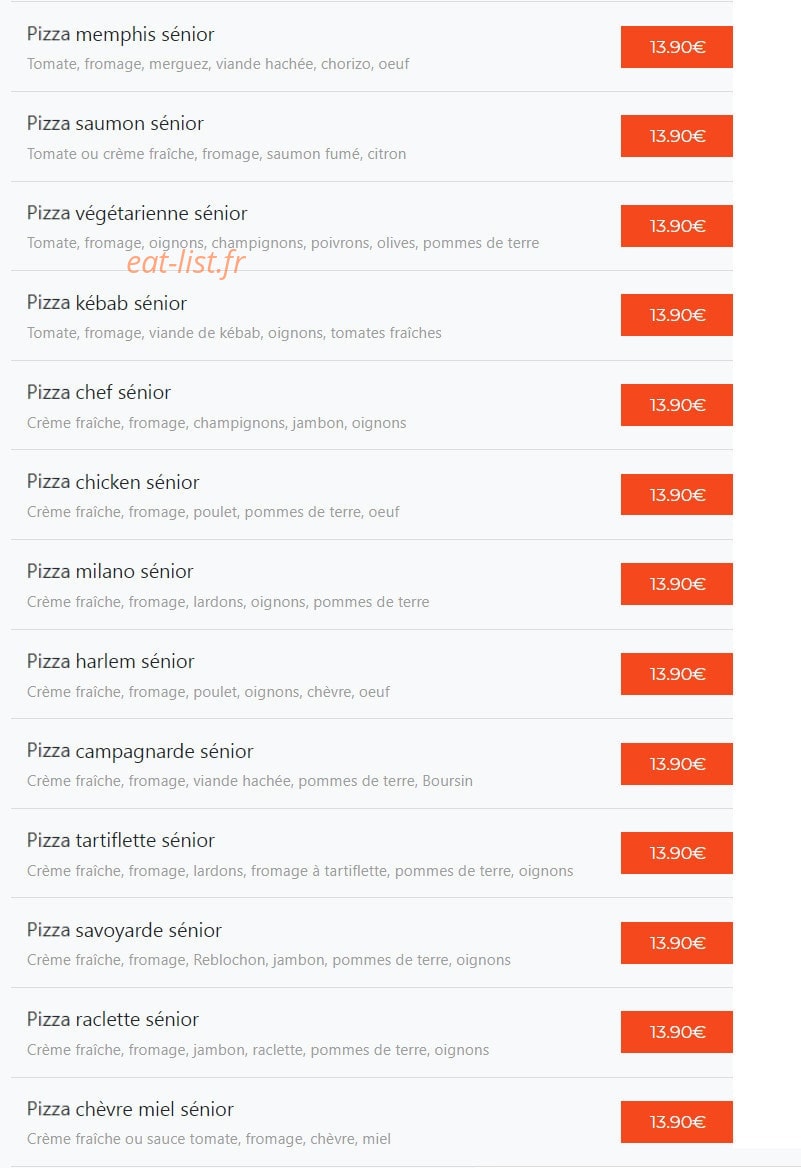 Carte et menu de La Pizza Di Napoli à Chalons en Champagne — Les pizzas sénior suite