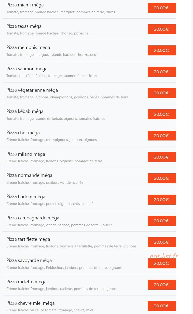 Carte et menu de La Pizza Di Napoli à Chalons en Champagne — Les pizzas méga suite