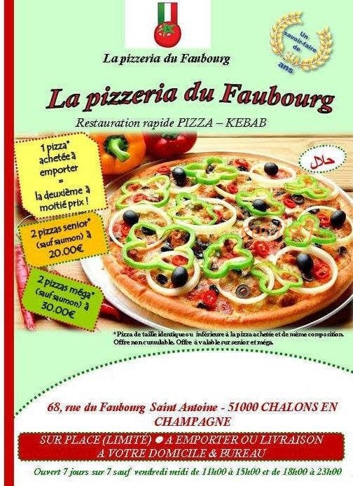 Carte et menu La pizzeria du Faubourg Chalons en Champagne
